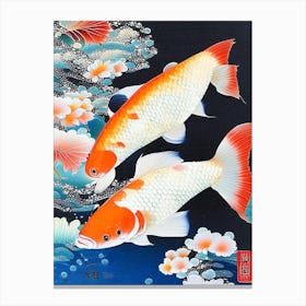 Kawarimono Hikari 1, Koi Fish Ukiyo E Style Japanese Canvas Print