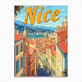 Aihrgdesign A Retro Travel Poster For Nice 2 Canvas Print