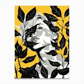 Girl In Leaves Canvas Print