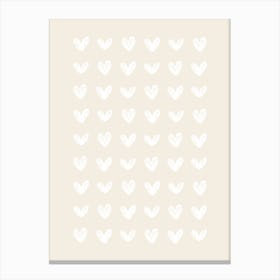 Scribble Hearts - Light Beige Canvas Print