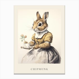 Beatrix Potter Inspired  Animal Watercolour Chipmunk 1 Canvas Print