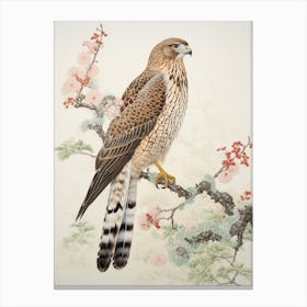 Ohara Koson Inspired Bird Painting Red Tailed Hawk 4 Canvas Print