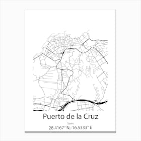 Puerto De La Cruz,Spain Minimalist Map Canvas Print