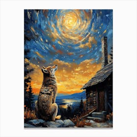 Stargazing Wolf 1 Canvas Print