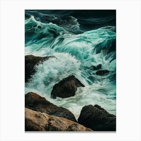 ocean Waves Crashing On Rocks Canvas Print