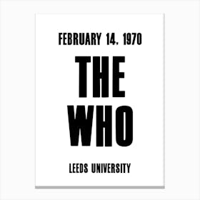 The Who 1970 Concert Poster Canvas Print