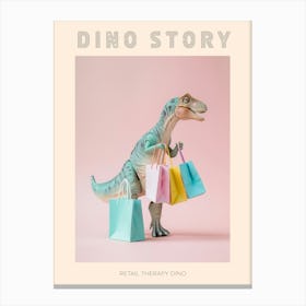 Pastel Toy Dinosaur With Shopping Bags 1 Poster Canvas Print