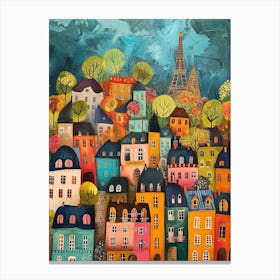 Kitsch Colourful Paris 2 Canvas Print