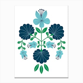 Floral Emblem Blues Canvas Print