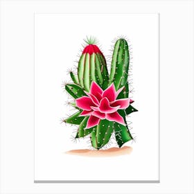 Christmas Cactus Marker Art Canvas Print