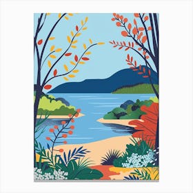 Lake Towada Japan 4 Colourful Illustration Canvas Print