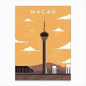 Macau — Retro travel minimalist poster Canvas Print