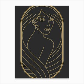 Art Deco Woman 1 Minimalist Black & Gold Canvas Print