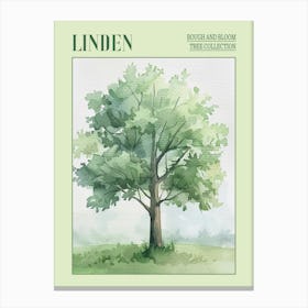 Linden Tree Atmospheric Watercolour Painting 5 Poster Canvas Print