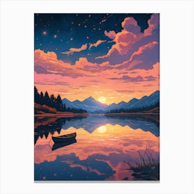 Sunset By The Lake Canvas Print