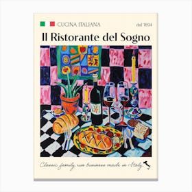 Il Ristorante Del Sogno Trattoria Italian Poster Food Kitchen Canvas Print