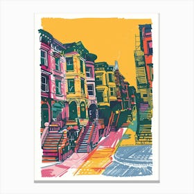 Astoria New York Colourful Silkscreen Illustration 1 Canvas Print