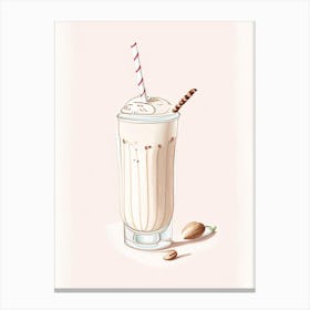 Almond Milkshake Dairy Food Pencil Illustration 1 Canvas Print