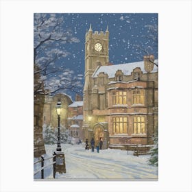 Vintage Winter Illustration Oxford United Kingdom 1 Canvas Print