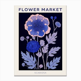 Blue Flower Market Poster Scabiosa 2 Canvas Print