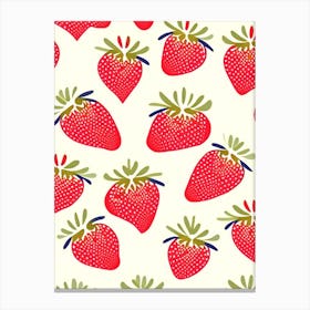 Strawberry Repeat Pattern, Fruit, Neutral Abstract 2 Canvas Print