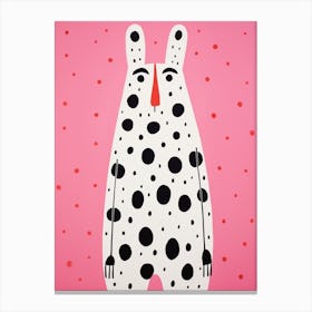 Pink Polka Dot Arctic Hare 2 Canvas Print