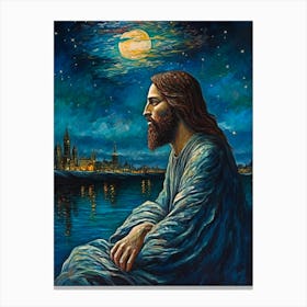 Jesus At Night Canvas Print