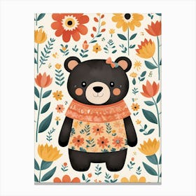 Floral Cute Baby Bear Nursery (5) Canvas Print