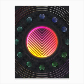 Neon Geometric Glyph in Pink and Yellow Circle Array on Black n.0087 Canvas Print