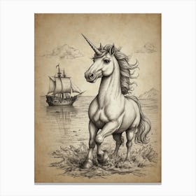 Unicorn In The Sea Canvas Print