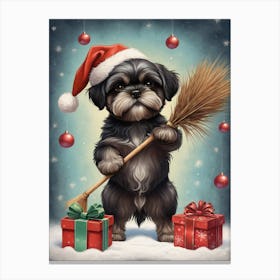 Christmas Shih Tzu Dog Wear Santa Hat (25) Canvas Print