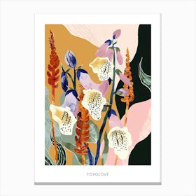 Colourful Flower Illustration Poster Foxglove 4 Canvas Print