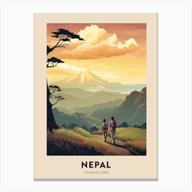 Poon Hill Trek Nepal 5 Vintage Hiking Travel Poster Canvas Print