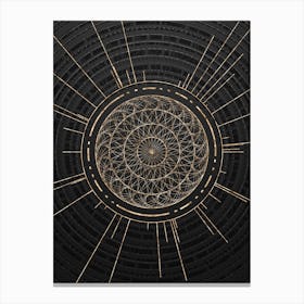 Geometric Glyph Symbol in Gold with Radial Array Lines on Dark Gray n.0052 Canvas Print