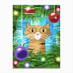 The Tabby and the Christmas Tree 1 Canvas Print