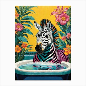 Zebra In The Tub Canvas Print