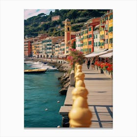 Portofino Italy Coast Line Summer Vintage Photography Canvas Print