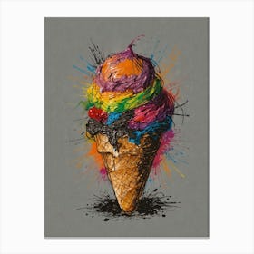 Rainbow Ice Cream Cone 1 Canvas Print