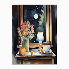 Night By The Window Canvas Print