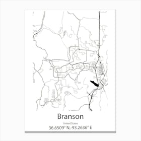 Branson,United States Minimalist Map Canvas Print