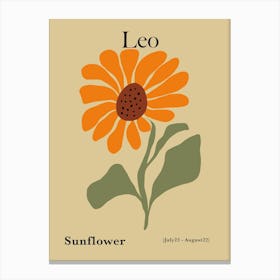 Leo Sunflower Canvas Print