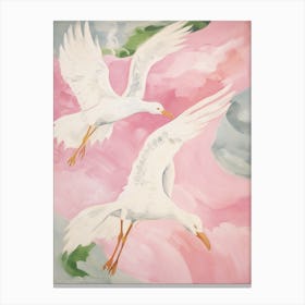 Pink Ethereal Bird Painting Albatross 2 Canvas Print