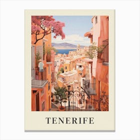 Tenerife Spain 1 Vintage Pink Travel Illustration Poster Canvas Print