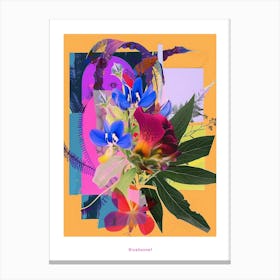 Bluebonnet 6 Neon Flower Collage Poster Canvas Print