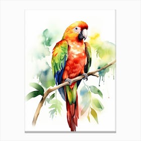 A Parrot Watercolour In Autumn Colours 0 Canvas Print