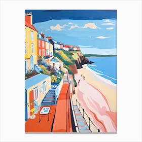 Filey Beach, North Yorkshire, Matisse And Rousseau Style 4 Canvas Print