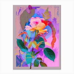 Rose 2 Neon Flower Collage Canvas Print