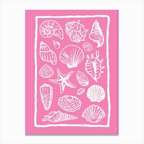 Seashells Hot Pink Canvas Print