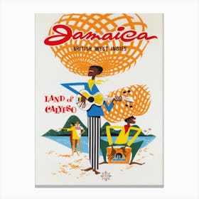 Jamaica, Calypso Band, Retro Vintage Poster Canvas Print