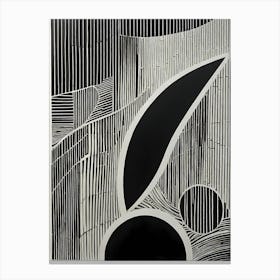 A Linocut Piece Depicting A Mysterious Abstract Shapes art, 193 Canvas Print